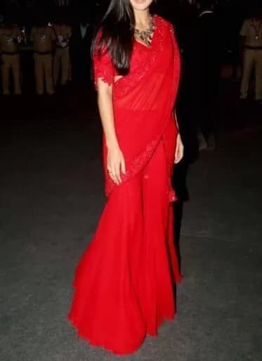 Influencia del sari-Vestido Rojo Largo