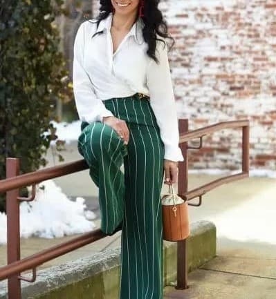 Pantalones de rayas verdes y blancas